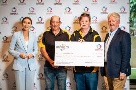 Representatives from Benowa Bowls Club receiving a Community Fund cheque at Nerang RSL on Donation Day, Sunday 22 July 2025.