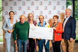 Representatives from Breakaway Music Society receiving their cheque on Community Donation Day at Nerang RSL.