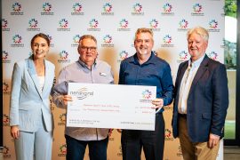 Representatives from Chaplaincy Support Team Nerang receiving their cheque on Community Donation Day at Nerang RSL.