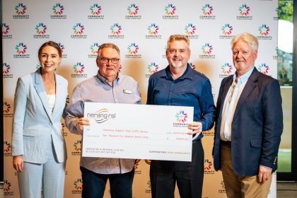 Representatives from Chaplaincy Support Team Nerang receiving their cheque on Community Donation Day at Nerang RSL.