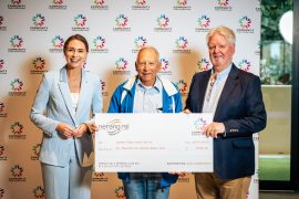 Representatives from Coomera Radio Yacht Club receiving their cheque on Community Donation Day at Nerang RSL.