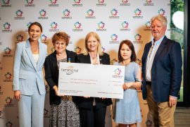 Representatives from Gold Coast Women’s Cancer Advocacy Group receiving their cheque on Community Donation Day at Nerang RSL.