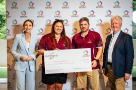 Representatives from Nerang Cardinals Baseball Club receiving a Community Fund cheque at Nerang RSL on Donation Day, Sunday 22 July 2025.