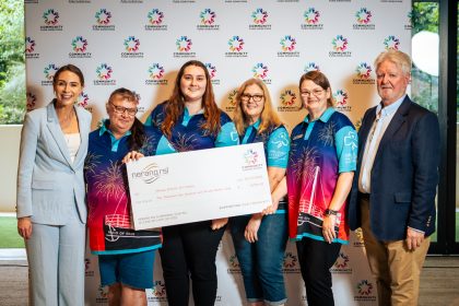 Nerang-District-Girl-Guides Representatives from Nerang District Girl Guides receiving their cheque on Community Donation Day at Nerang RSL.