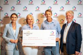 Representatives from Nerang RSL Swimming Club receiving their cheque on Community Donation Day at Nerang RSL.