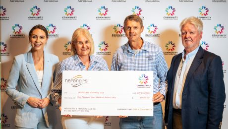 Nerang-RSL-Swimming-Club Representatives from Nerang RSL Swimming Club receiving their cheque on Community Donation Day at Nerang RSL.