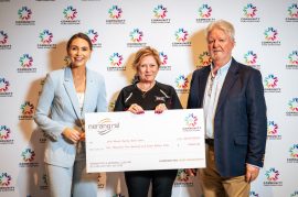 Representatives from Wild About Agility Gold Coast receiving their cheque on Community Donation Day at Nerang RSL.